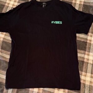 Forever 21 Black Tee with Green Hashtag Vibes